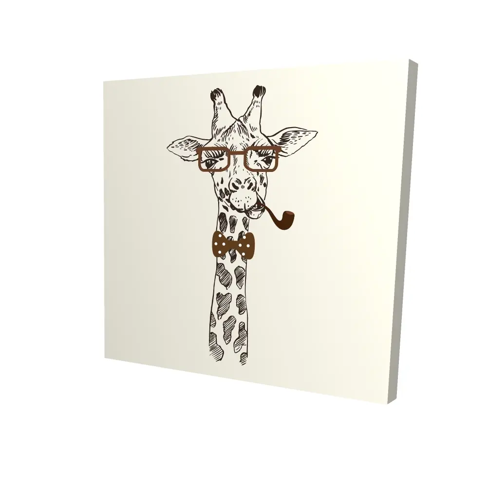 Begin Home Decor 2080-2424-AN59 24 x 24 in. Funny Giraffe with Pipe Canvas - Quirky Bedroom Wall Decor