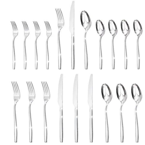 Silverware Set, 20 Piece, Service for 4, 1810 Stainless Steel Flatware, Mirror Polished Cutlery Utensil Set, Dishwasher Safe, Silver
