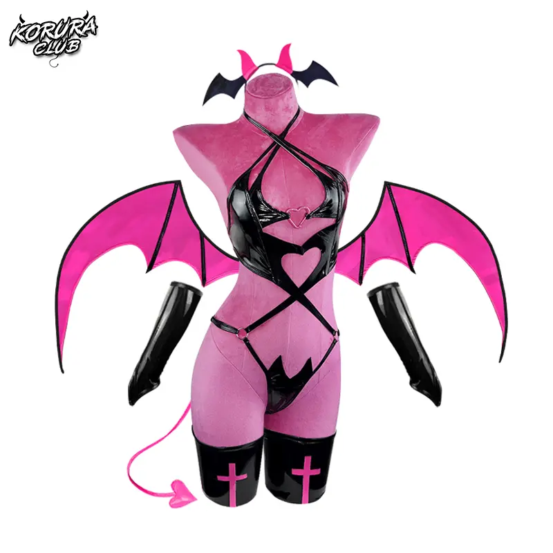 KORURACLUB 2026 Hottest Picks Succubus costume premium pu cosplay lingerie for women wing devil lingerie