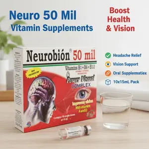 Neuro 50 Mil Oral Dietary Supplement Vials - B1+B6+B12 for Strong Headache Relief, A+D Power Visual Complex for Vision Support - 10 x 15mL Healthcare Vitamins Supplement antioxidant vitamin 10-in-1 formula Growth TikTok Wellness 24-in-1