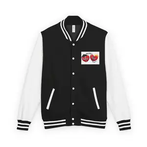 Moms Healing Hearts Stylish Heavyweight Letterman Jacket Unisex Varsity Jacket Trendy Outerwear Gift for Couples Retro Fashion Casual Preppy Classic Fit Long Sleeve Medium Length Autumn Season