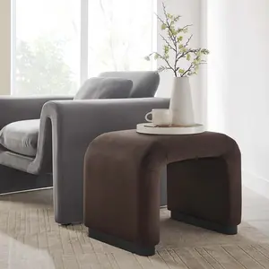 Modway Koda Performance Velvet Waterfall Stool in Black Chocolate Brown