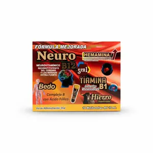 Neuro B12 Bedo – Complejo B con Ácido Fólico, Hierro y Tiamina B1 (10 Minibotellas de 15 ml) Neuro B12 Bedo – Complejo B con Ácido Fólico, Hierro y Tiamina B1 (10 Minibotellas de 15 ml)