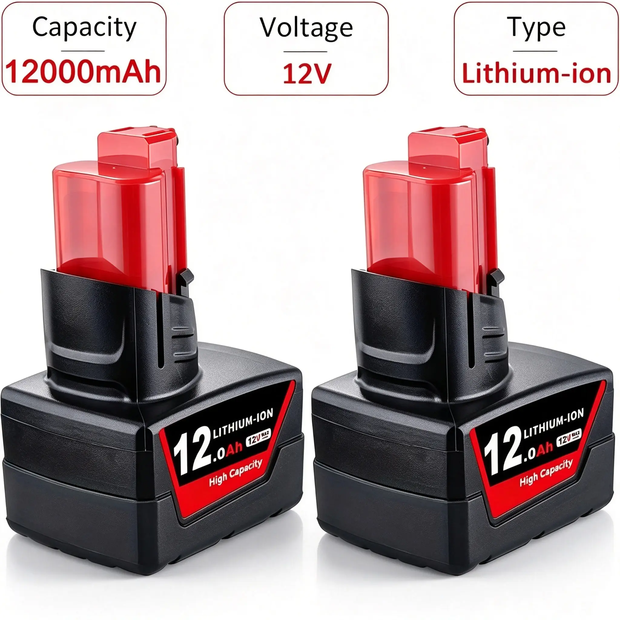 2/1 Pack 12.0Ah 12V Batteries for Milwaukee M12 12 Volt Power Tools | Replace for Milwaukee 12 Volt Battery 48-11-2440 48-11-2412 48-11-2450 Battery