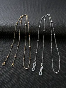 Clip-On Eyeglass Chain Metal Sunglasses Strap, Anti-Lose Eyewear Cord, Elegant Baroque Design, 2-Piece Set for All Seasons