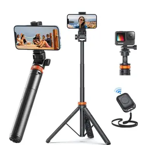 Durable Nylon6/6 2-in-1 Selfie Stick and Camera Mount Tripod with Aluminum Ring Lock and Remote Control