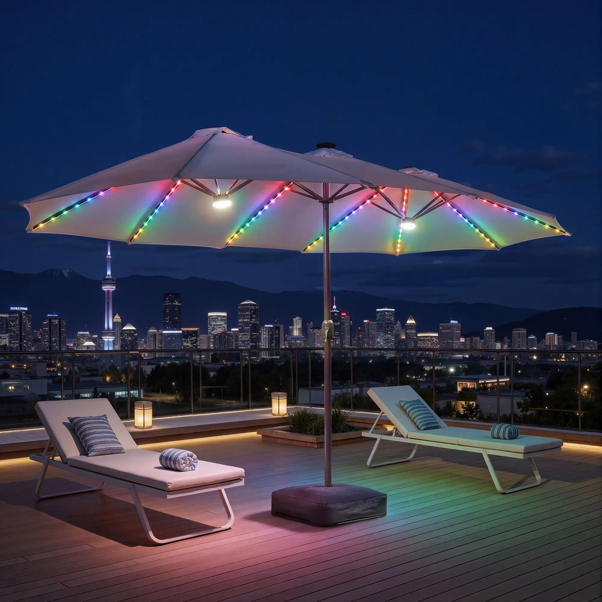 White With Solar Colored Lights