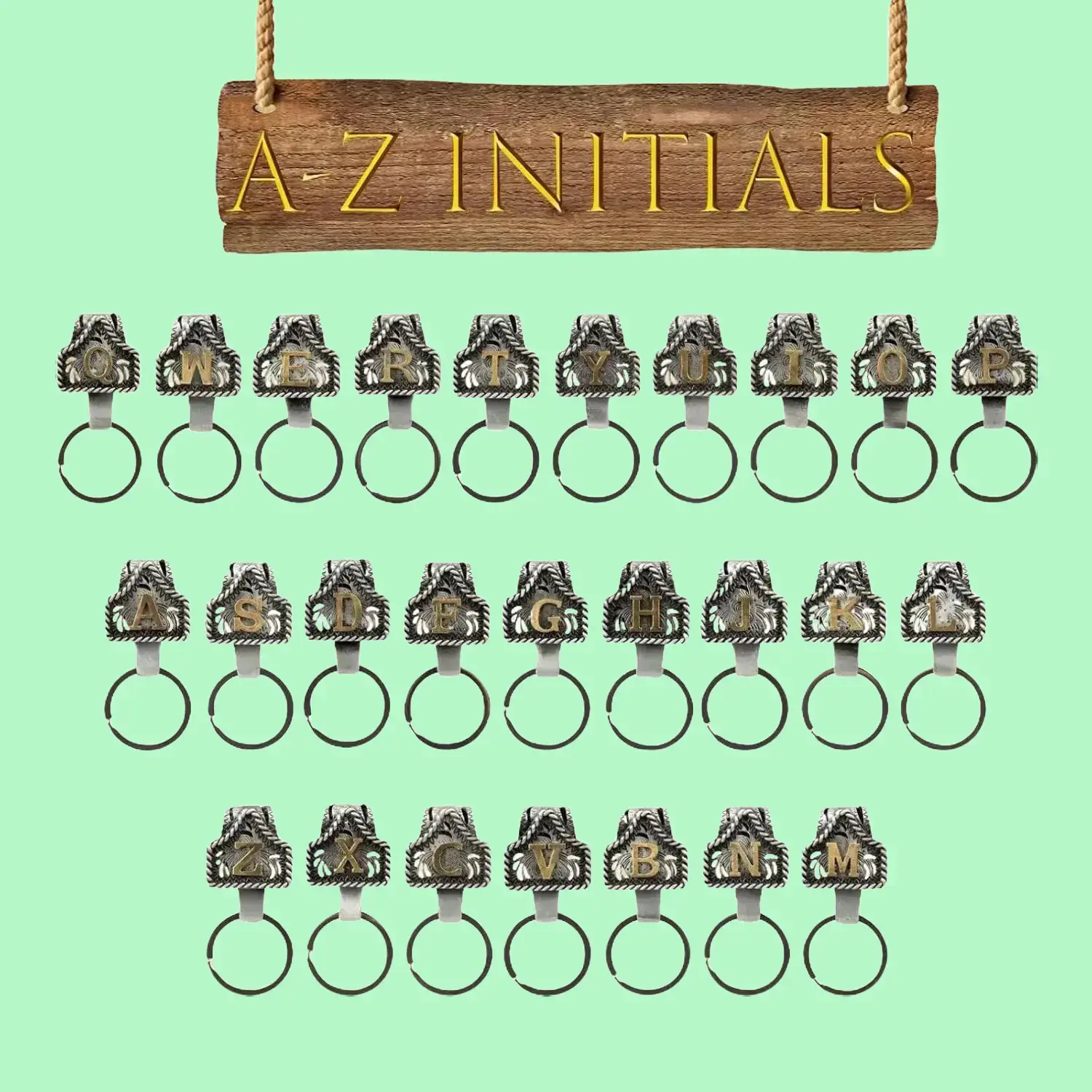 Vintage Western Cowboy Letter Keychain,Handmade Metal A-Z Initial Key Chain Clip,Personality key holder for Pocket&Bag Vintage Letter Keychain Western Cowboy Alphabet Keychain Western Initial Keychain Clip Holder for Pocket or Belt