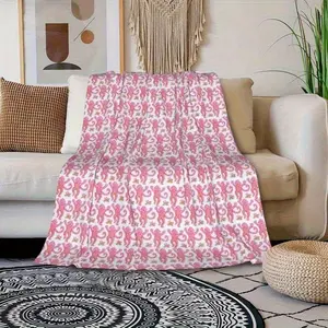 300GSM Pink Rabbit Monkey Flannel Blanket College-Style Ultra-Soft Comfortable Fluffy Lightweight Sofa Bed Home Bedroom Living Room Decor Blanket