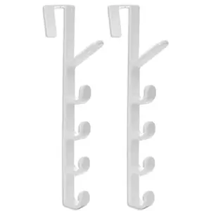 Sadiyamo 5 Layers Over The Door Hook Organizer Rack Hanger Backpack Handbag Door Hook, Pack of 2 (White)
