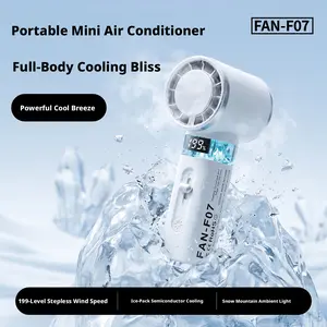 FAN-F07 Super Ice Handheld Fan 2026 Upgrade | 1S Freeze Face 15m/s Tornado Wind 4000mAh All Day Cooling Portable Semiconductor Mini Fan