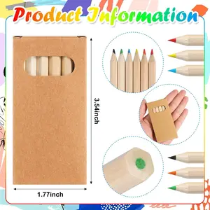 10sets/60pcs，loose children's coloring supplies, kraft paper box, colored pencils for classroom, school drawing, birthday party prizes, gifts, 6 colors per pack ﻿