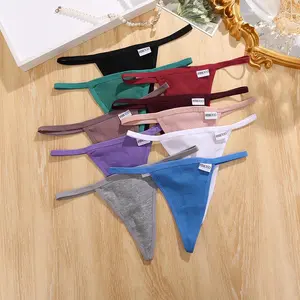 FINETOO Unite Store 10pcs  G-String Lingerie for Women Low Rise T-Back Panties Comfort Cotton Underwear Ladies Soft Thongs Bikini Thongs Womenswear