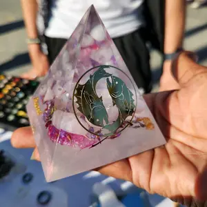 Pisces Love Pyramid with Rose Quartz Crystals - Home Decor