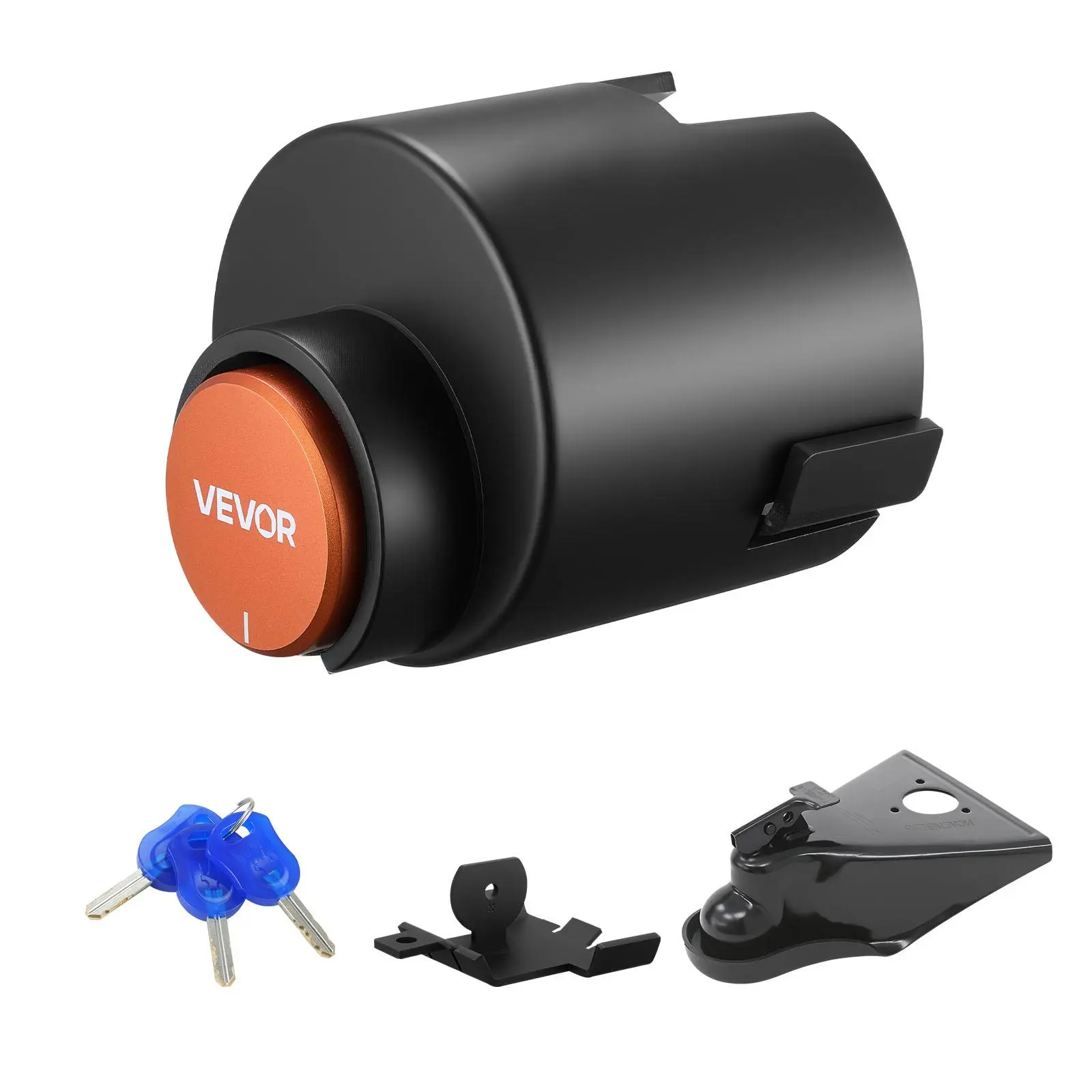 【toolupgrade】VEVOR Secure Carbon Steel Heavy Duty Hitch Lock, 2-5/16-Inch Airstream Coupler Fit, Powder Coated Rust-Resistant Crowbar-Resist Anti-Theft Lock with 3 Keys, Wall Thickness Design, Aluminum Alloy Component for Boating RV Trailer
