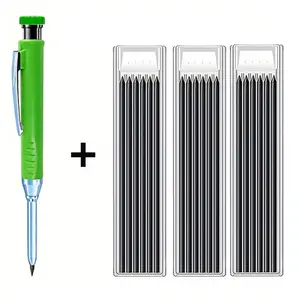 4 Counts/set 2.8mm Woodworking Mechanical Pencils, Art Drafting Pencils with Metal Pen Holder and Built-In Pencil Sharpener, Movable Pencils, Suitable for Woodworking and Porcelain Drawing Design (1 Pen + 3 Boxes of Black Leads)