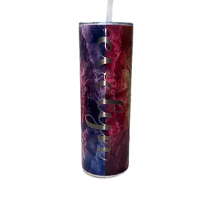 Personalized Tie-Dye 20oz Tumbler with Name - Perfect for Drinks - Bottle, Drinkware