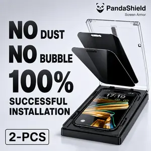 [2PCS] PandaShield Screen Protector-Zero-Dust Applicator FOR iPhone 17/16/15/14/13 "On SALE for NEW APPLE", Reusable easy Installation, Fully Protection, 25° anti-peeping privacy layer, Fingerprint-proof Electroplated Surface, Quadratic Tempered Glass