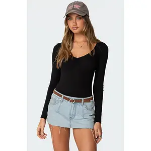 Edikted Women's Jonah Long Sleeve V Neck Bodysuit