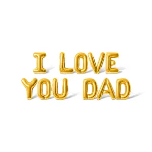 Letter Balloons - I LOVE YOU DAD 16" Inch Alphabet Letters Foil Mylar Balloon Father's Day Party Banner