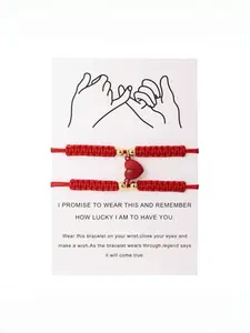 Heart Knitted Bracelet Set, Magnetic Heart Charm, Casual Style, Perfect Gift for Couples, Best Friends, Mother's Day, Valentine's Day, Romantic Bracelet Set