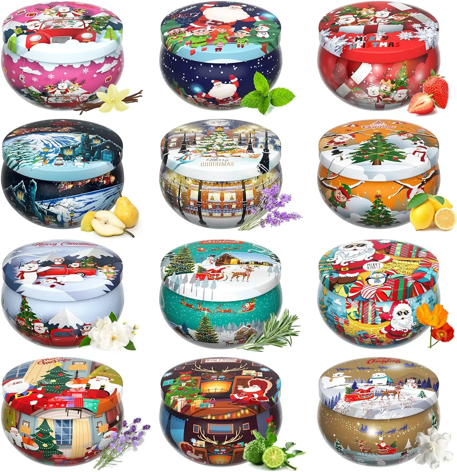 2024  Ornaments , Primevolve Scented Candles Set for 12 Bulk Home Aromatherapy, Strongly Fragrance Long Lasting Portable Travel Tin for Spa Bath Yoga Decor Jar Ornaments aromatherapy candle holiday scented mom christmas gift