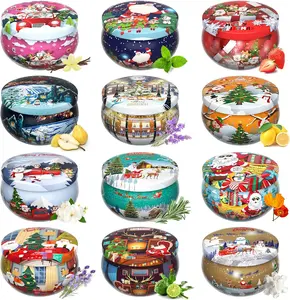 2024  Ornaments , Primevolve Scented Candles Set for 12 Bulk Home Aromatherapy, Strongly Fragrance Long Lasting Portable Travel Tin for Spa Bath Yoga Decor Jar Ornaments aromatherapy candle holiday scented mom christmas gift