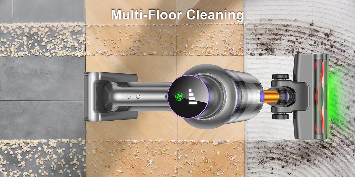 8-in-1 Lightweight Cordless Vacuum | Handheld Stick Vacuum Cleaner for Pet Hair Care, 50kPa & 50 Min with LED Display, For Carpets, Hard Floors & More