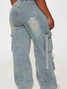 Met My Match Baggy Cargo Jeans - Vintage Wash