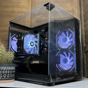 DIYPC ARGB-DC100-BK Black Dual USB3.0 Tempered Glass Micro ATX Gaming Computer Case w/ 3 x ARGB PWM Fans (Pre-Installed)