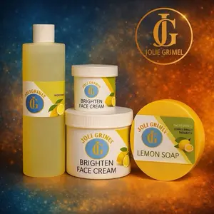 Jolie Grimel Skin Brightening Set of (4) in Lemon, Carrot & Citrus for Beautiful Radiance Glow Natural Ingredients  face and body cream Face Mask  & Soap.