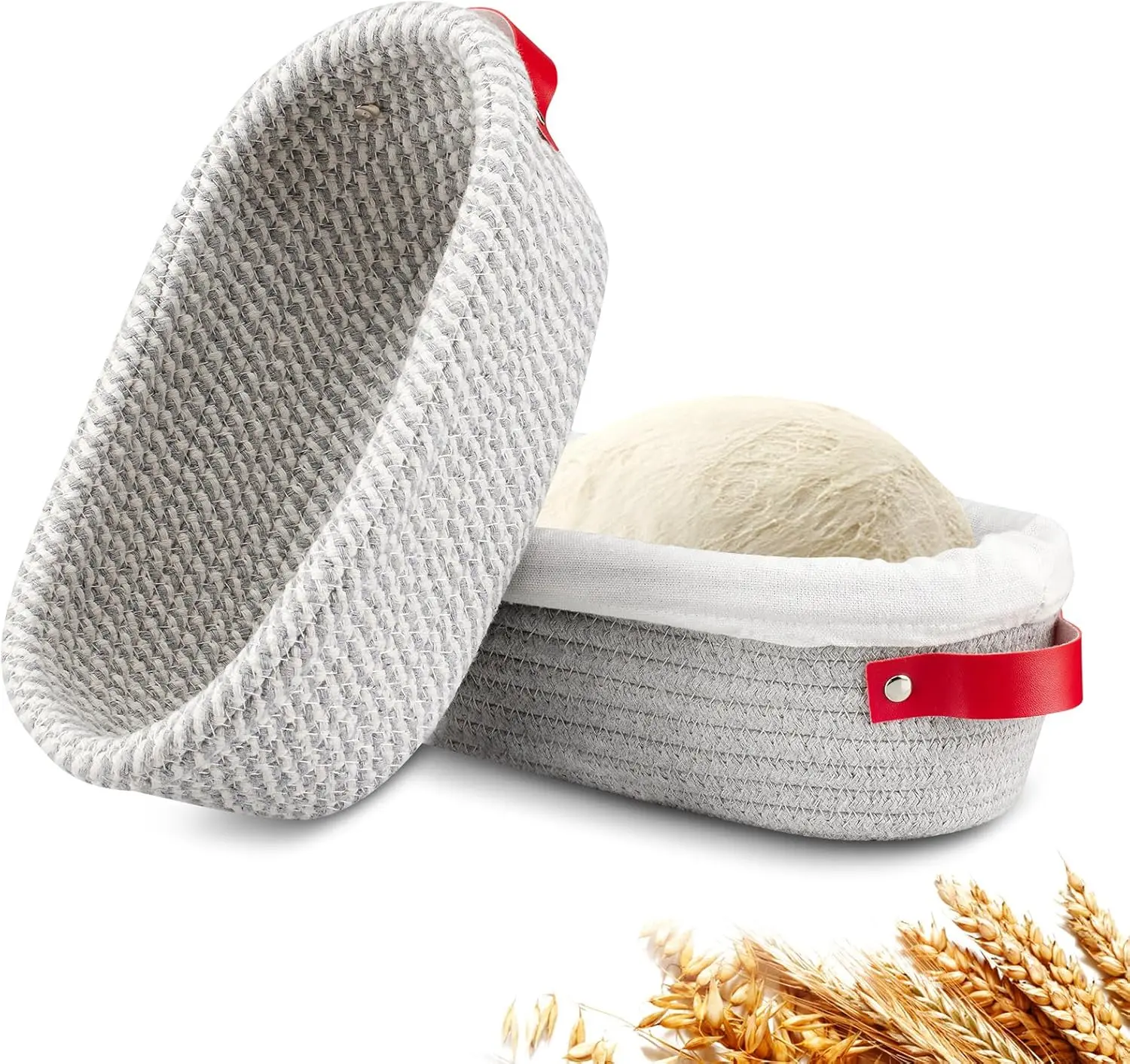 Bread Proofing Basket - Cotton Oval Basket Sourdough Proofing Baskets Round Proofing Bowls Handmade Baskets and Liners