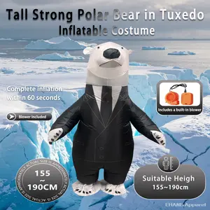 Adult Inflatable Costume, Tall Tailcoat Polar Bear Suit, Perfect for Carnival, Christmas, Halloween, Easter Parties, Men's Dress Up