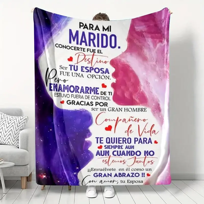 Letter Pattern Blanket, Slogan Print Blanket, 1 Count Soft Throw Blanket, Air-conditioned Room Blanket, Warm Nap Blanket for Home Office Travel, Lightweight Cozy Blanket
