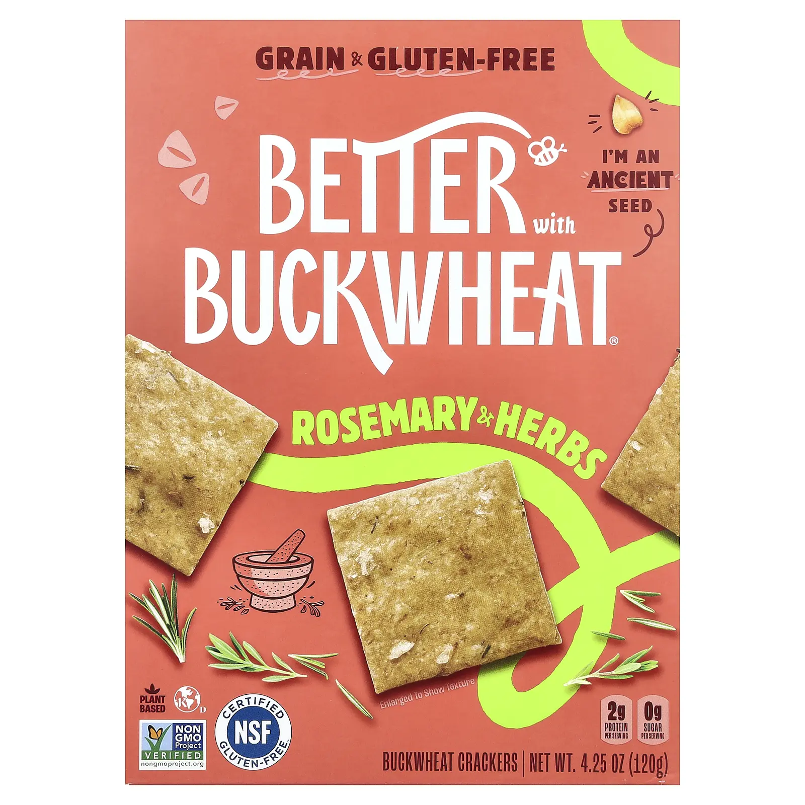 Better with Buckwheat Buckwheat Crackers, Rosemary & Herbs, 4.25 oz (120 g)