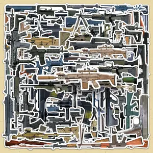 Military Gun Pattern Sticker, 100pcs/set DIY Decorative Sticker, Stickers for Scrapbooking, Scrapbooking & Stamping Supplies for Home School Office