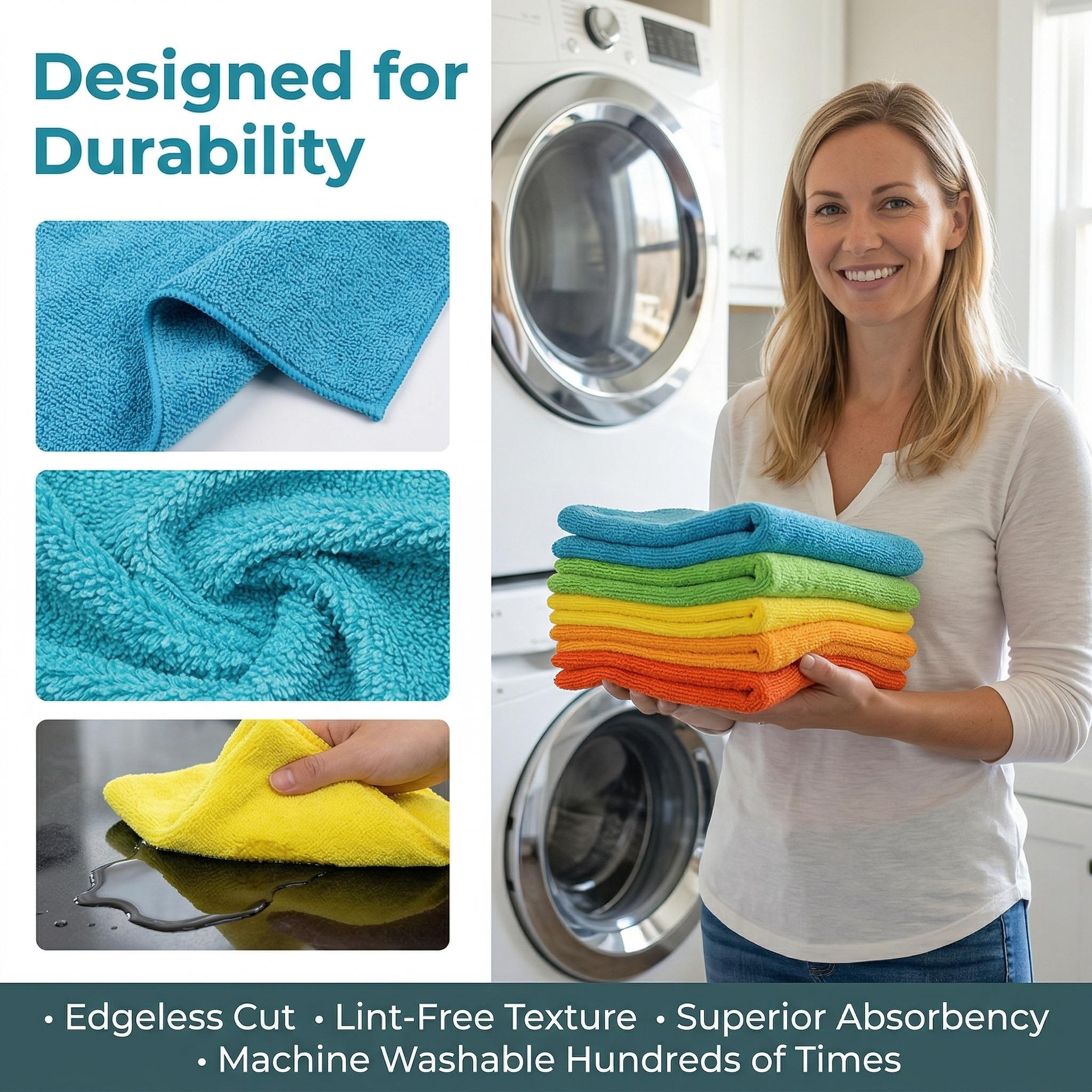 NEW Ultra Absorbent Quick-Dry Microfiber Cloths, 5/10/20/50pcs, 9.84x9.84in, Scratch-Free Microfiber Cleaning Towels, Ideal for Kitchen & Bathroom, Durable & Vibrant Colors