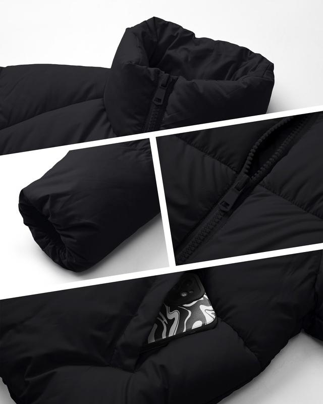 Polu Women's Puffer Jackets Oversized Long Sleeve Winter Zipper Coat Warm Quilted Jackets with Pockets