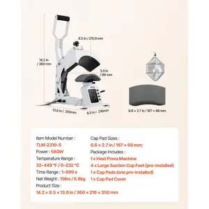 VEVOR Hat Heat Press Machine, 8.5x 4 in Large Heating Plate, with Caps Stretcher, Precise Temperature Time Control, Heat Press for Hats and Caps, for HTV Iron On and Sublimation Projects, White