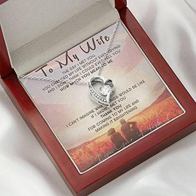 To my Wife Necklace, Anniversary, Birthday, Valentines Day, Christmas, Pea Pod Necklace Forever Love Necklace, Necklace for Wife, Gift for Wife From Husband Thank you for coming to my life. Necklace Jewelry With Meaningful Messages Card & Box
