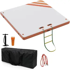 Inflatable Floating Dock Air Dock Platform Non-Slip Surface Thick Lake Floats with Portable Carrying Bag, Air Pump for Lakes, Pool, Beach, Ocean