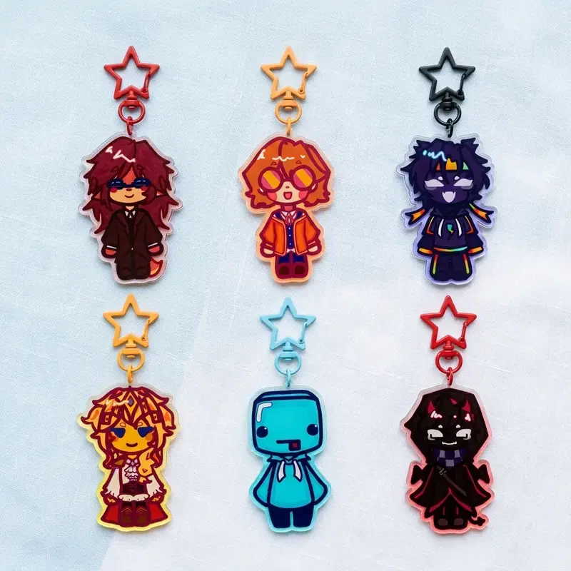 Unstable Universe MCYT Yt Translucent Acrylic Keychain, MCYT, Skeppy Chibi Keychain, Badboyhalo, Pangi, Squiddo, Spokeishere, Princezam