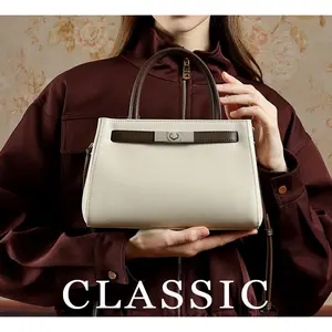 All-season genuine leather handbag for women, high-end commuter tote Kelly bag, niche luxury crossbody bag, versatile and elegant Birkin bag, color-blocked shoulder bag, stylish and versatile crossbody bag, commuter handbag, luxury texture Kelly bag