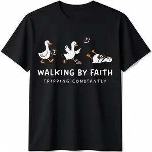 Christian Goose Walking by Faith Tripping Constantly Bible T-Shirt