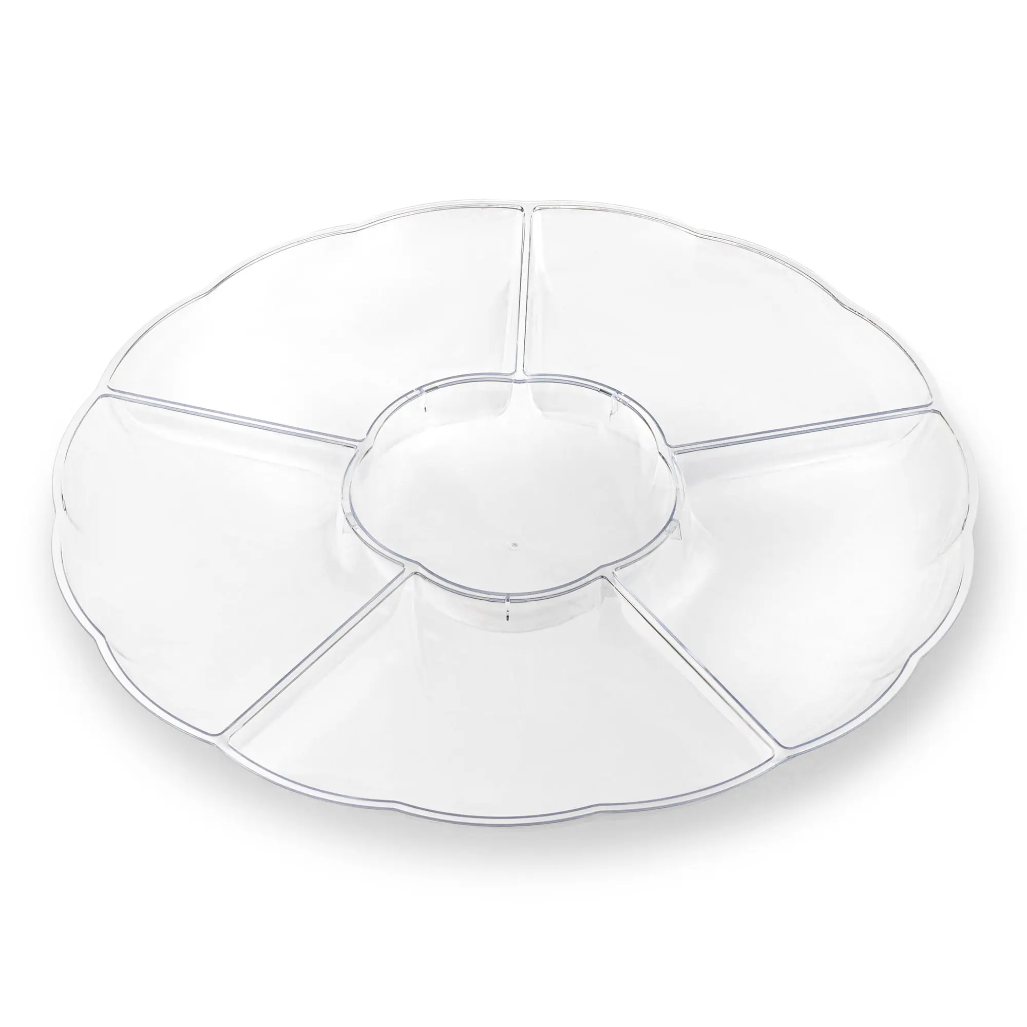 Clear Big 6-Partition Round Disposable Plastic Trays Clear Big 6-Partition Round Disposable Plastic Trays