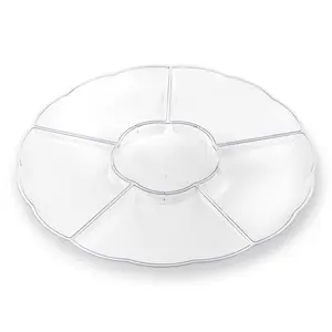 Clear Big 6-Partition Round Disposable Plastic Trays
