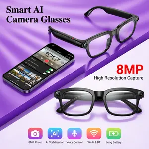 2026 Smart AI Glasses, 8-Megapixel AI Translator, Blue Light Blocking Functionality Hands-Free Vlog Photo & Video Capture + Real-Time Translation Outdoor Adventures & Daily Life Wearable