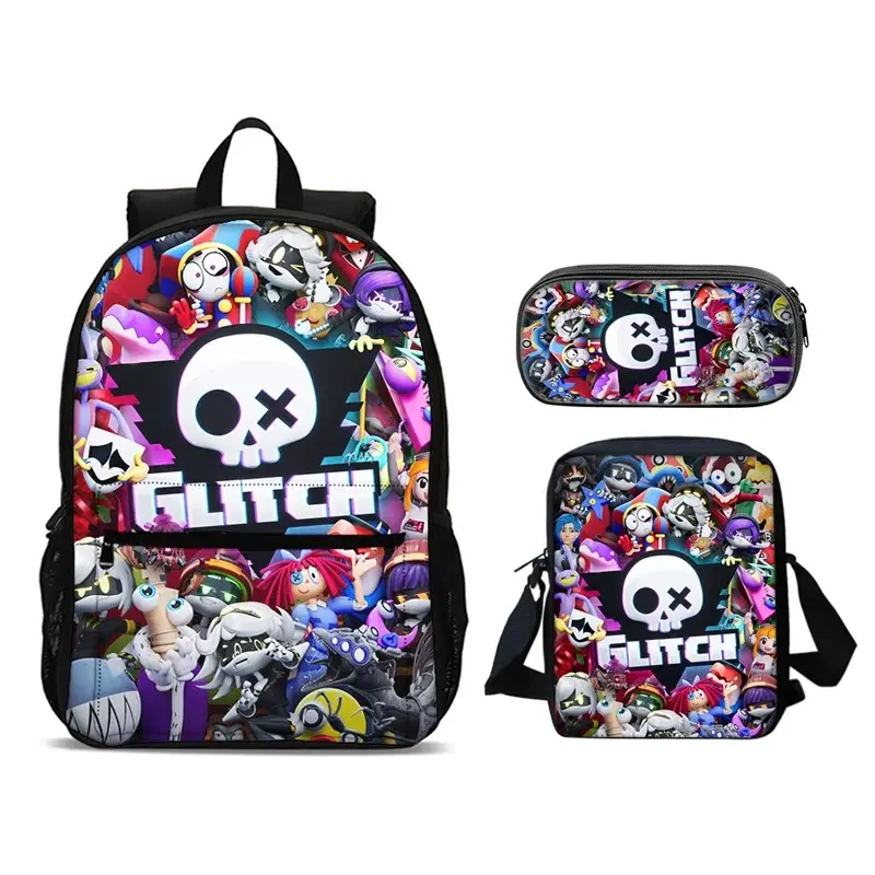 Murder Drones Unisex 3-Piece Retro Chic School Gear Set - 47cm/18.5in Large Capacity School Backpack, Shoulder Bag, Pencil Case, Daily Accessories, Ideal Kids' Gift