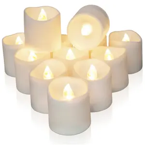 24Pack Timer Flameless LED Votive Candles, Long Lasting Battery Operated Tea Light with Timers, 6 Hours On and 18 Hours Off Cycle Automatically for Wedding, Table Decorations (Warm White)