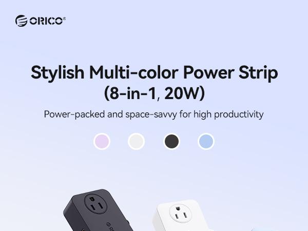 ORICO Power Strip with USB Ports, 5Ft Extension Cord for Desk, 8 in 1 Charging Station(4 *AC, 2 * USB-C, 2 * USB-A), Desk Accessories for Home, Office, Dorm Room - CPR20